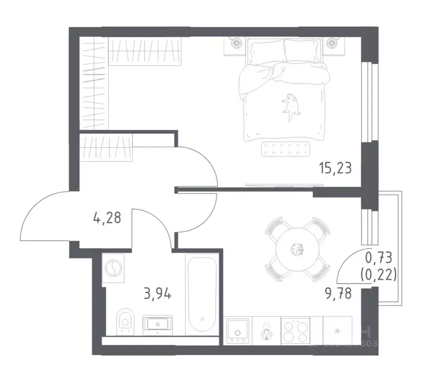 1-к кв. Башкортостан, Уфа ул. Минигали Губайдуллина, 8к9 (33.45 м) - Фото 1