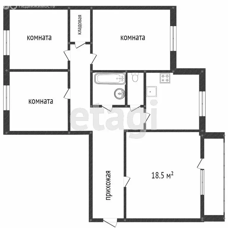 4-комнатная квартира: Тюмень, улица Николая Фёдорова, 11 (77.6 м) - Фото 1