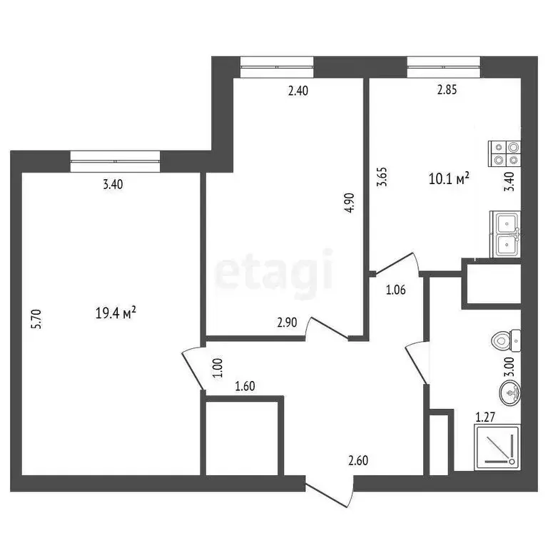 2-комнатная квартира: Феодосия, Симферопольское шоссе, 24Е (63.1 м) - Фото 1