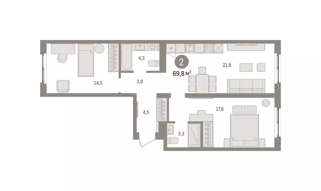 2-комнатная квартира: Екатеринбург, жилой район Юго-Западный, жилой ... - Фото 2