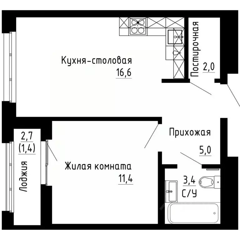 1-к кв. Приморский край, Владивосток 7Я жилой комплекс (39.8 м) - Фото 1