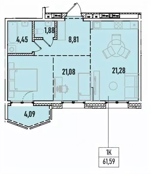 1-к кв. Иркутская область, Иркутск Донская ул. (61.59 м) - Фото 0