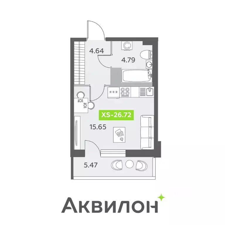 Студия Санкт-Петербург пос. Шушары,  (26.72 м) - Фото 0