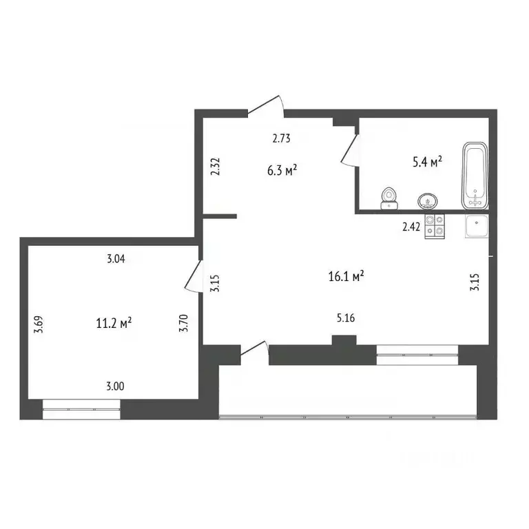 1-к кв. Пермский край, Пермь Полевая ул., 7 (39.0 м) - Фото 2