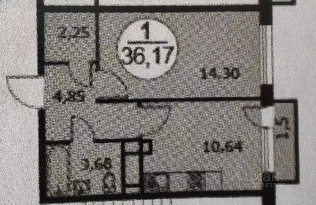1-к кв. Московская область, Мытищи городской округ, д. Сухарево ул. ... - Фото 2