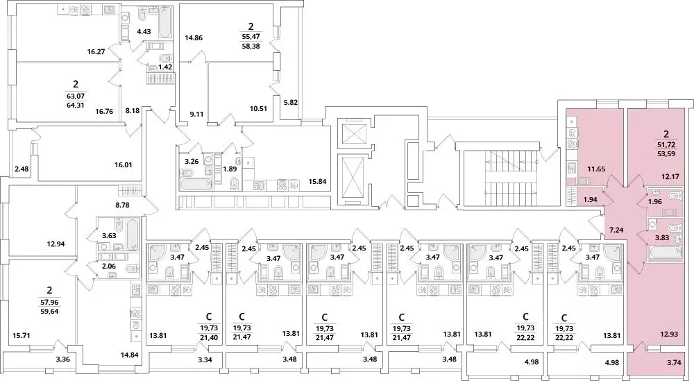 2-к кв. Санкт-Петербург Кубинская ул., 82к3с1 (53.59 м) - Фото 1