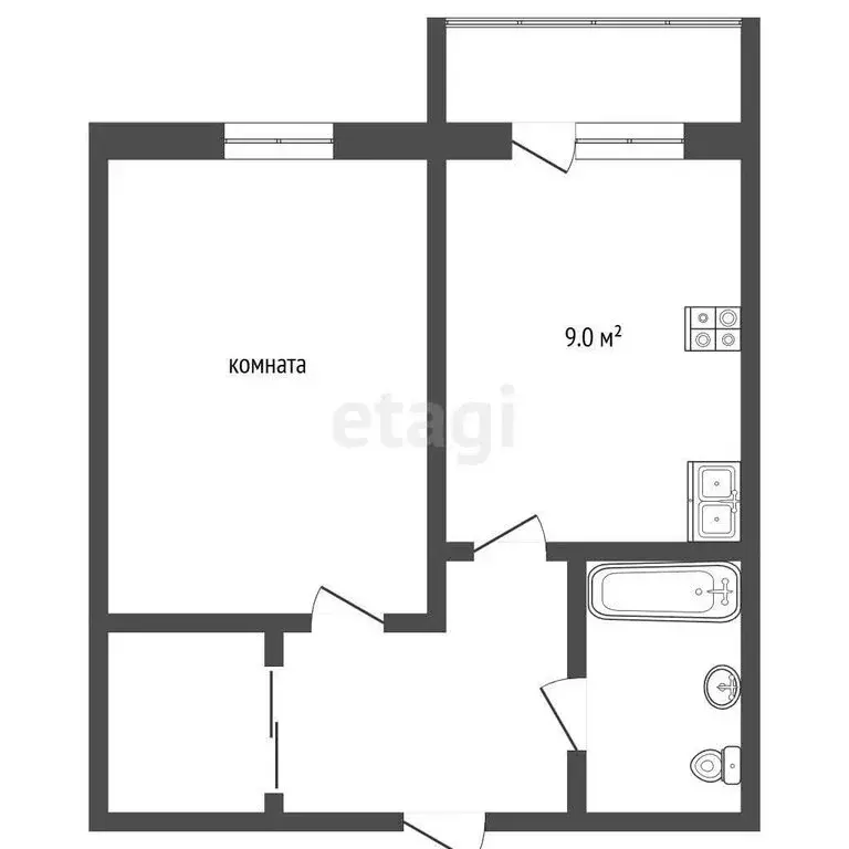 1-комнатная квартира: Абакан, улица Авиаторов, 1Е (35.8 м) - Фото 1