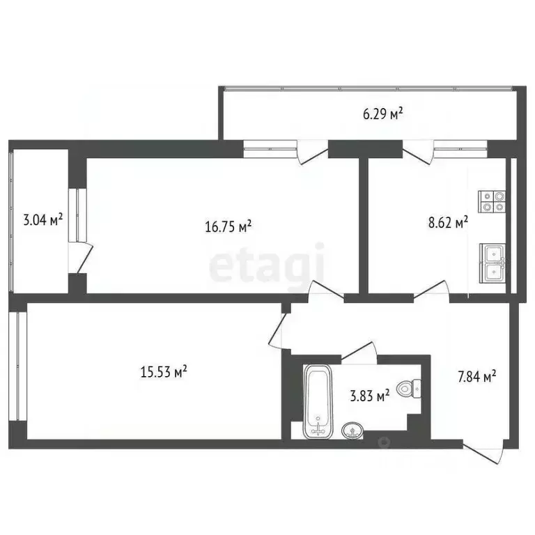 2-к кв. Севастополь Гагаринский муниципальный округ, ул. Военных ... - Фото 2
