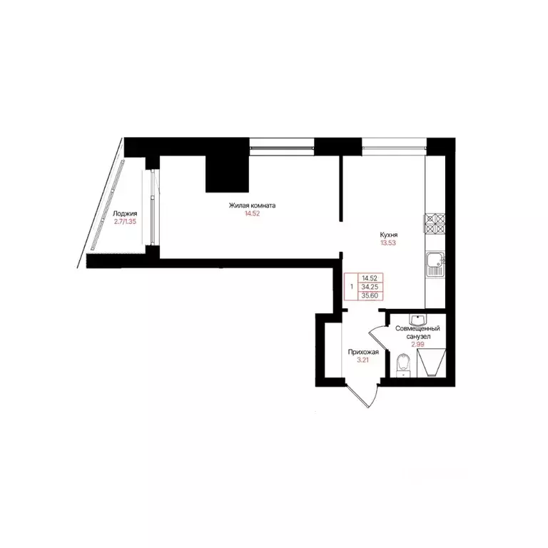 1-к кв. Татарстан, Казань Лето жилой комплекс (35.6 м) - Фото 2