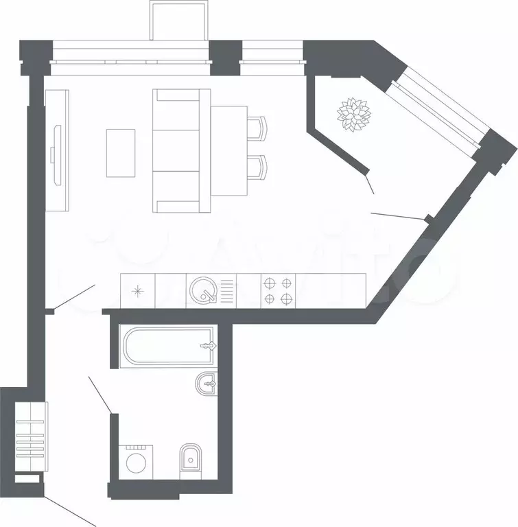 Квартира-студия, 34,6 м, 24/27 эт. - Фото 0