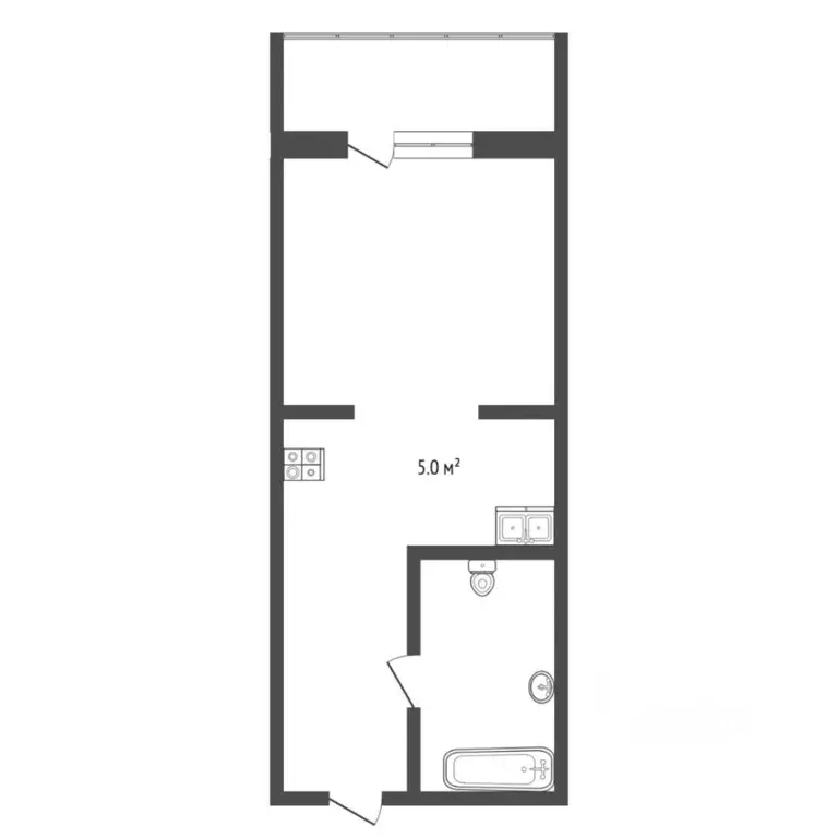 Студия Тюменская область, Тюмень ул. Вадима Бованенко, 3 (25.0 м) - Фото 2