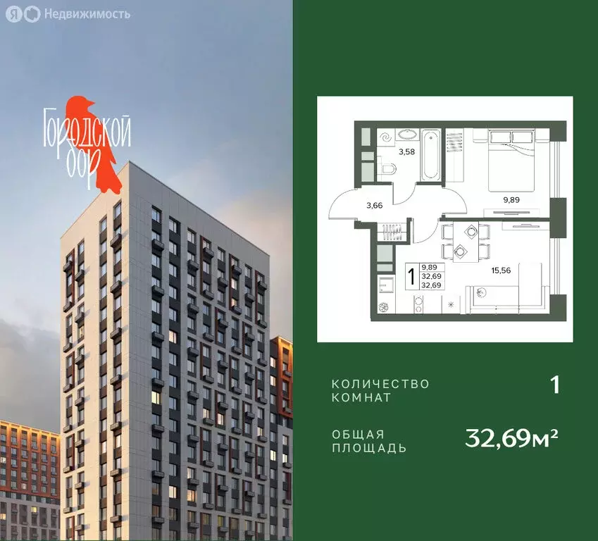 1-комнатная квартира: Московская область, Серпухов (32.69 м) - Фото 1