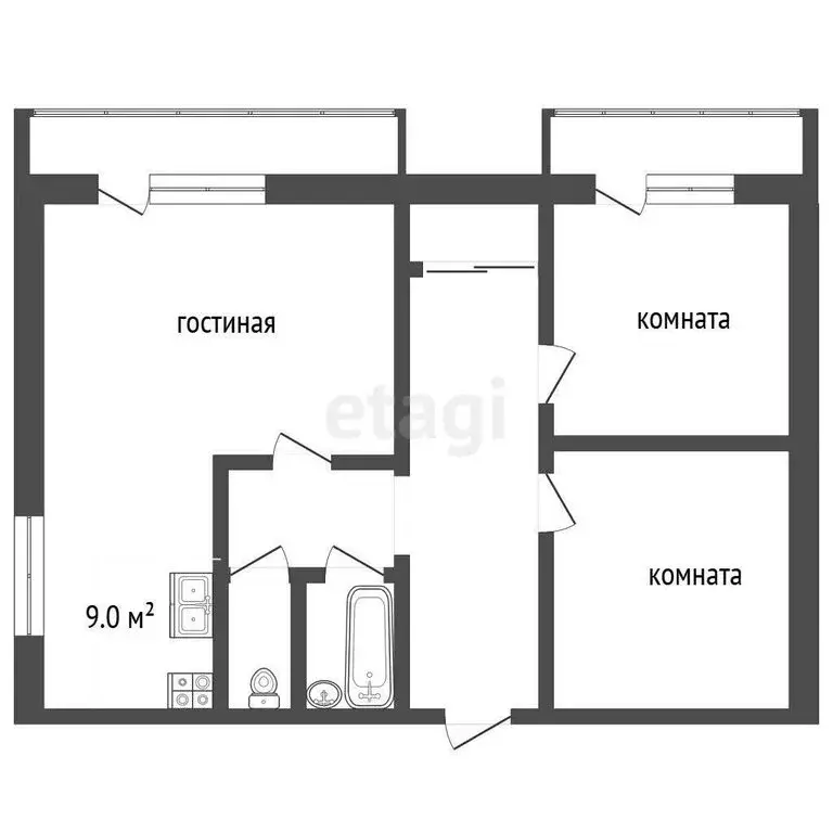 3-комнатная квартира: Троицк, 2-й микрорайон, 3 (69.3 м) - Фото 0