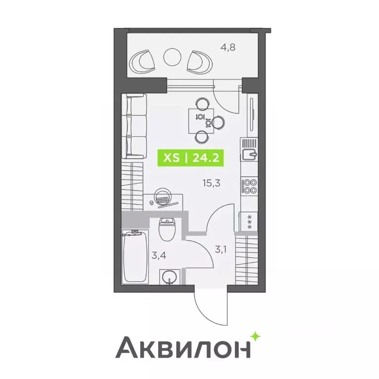 Студия Санкт-Петербург бул. Головнина, 4 (24.2 м) - Фото 0
