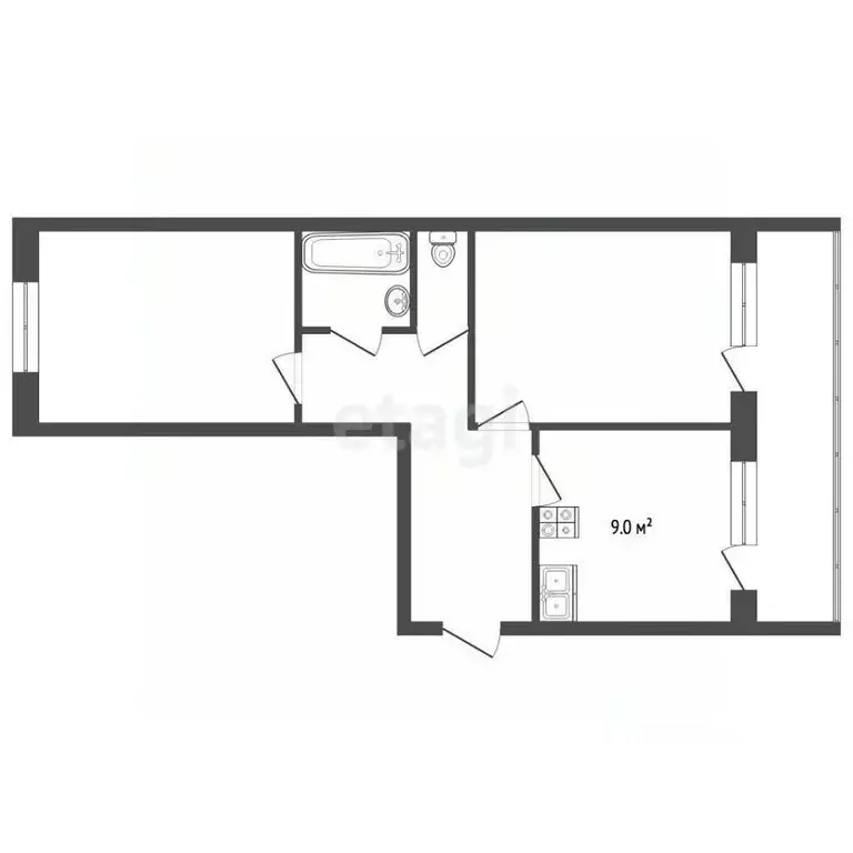 2-к кв. Нижегородская область, Выкса Жуковского мкр, 6А (60.1 м) - Фото 2