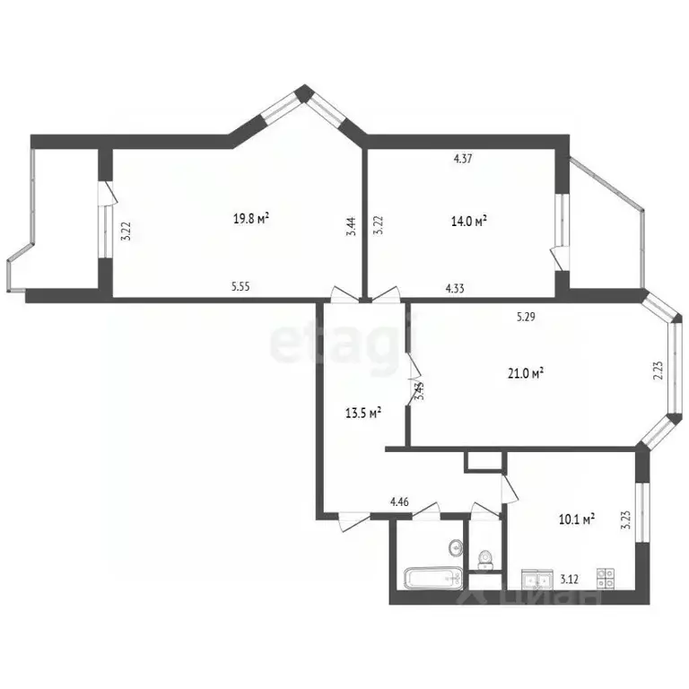 3-к кв. Москва Коровинское ш., 23К3 (82.4 м) - Фото 2