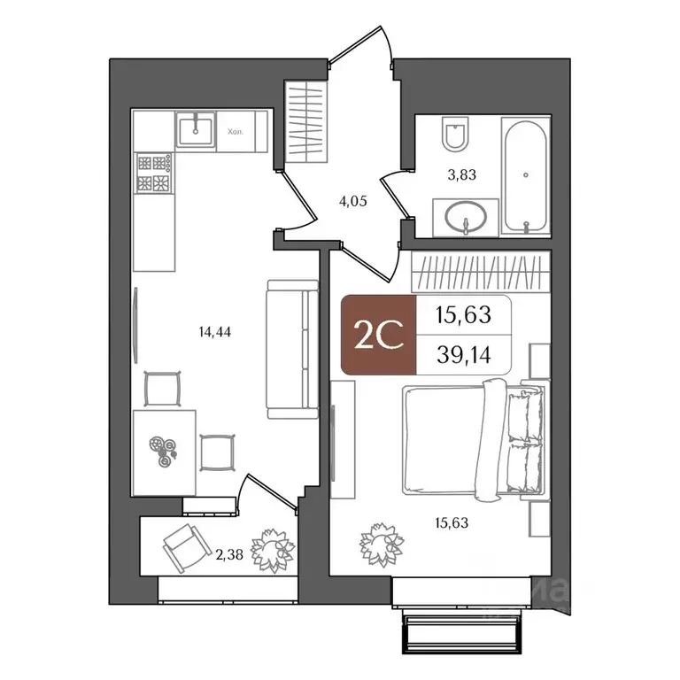 2-к кв. Башкортостан, Уфа Глумилино жилрайон, Холмогоры жилой комплекс ... - Фото 1