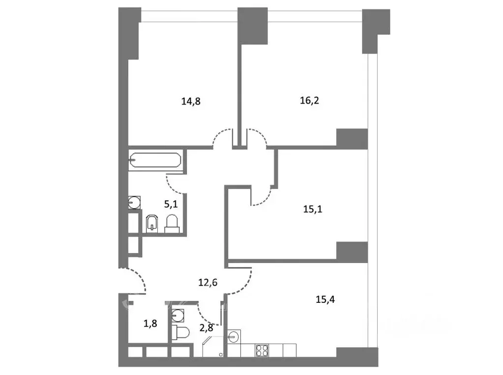 3-к кв. Москва Мичуринский просп., 56 (85.0 м) - Фото 1