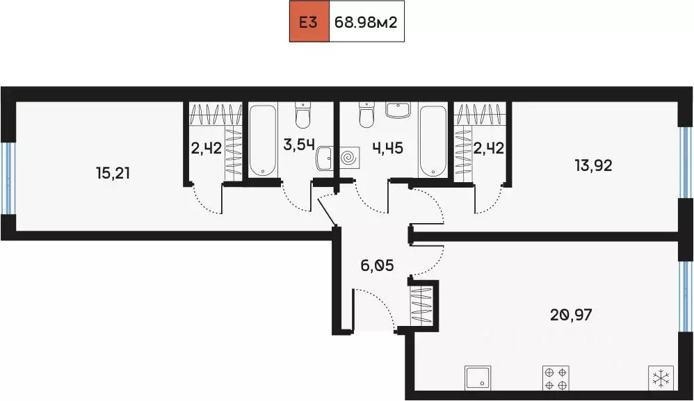 2-к кв. Санкт-Петербург 7-я Васильевского острова линия, 84 (68.98 м) - Фото 0