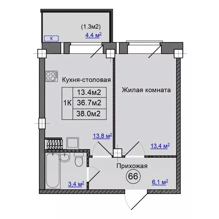 1-к кв. Псковская область, Псковский район, Завеличенская волость, д. ... - Фото 1