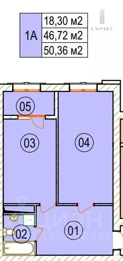 2-к кв. Чеченская республика, Грозный ул. Э.Э. Исмаилова, 1 (50.36 м) - Фото 0