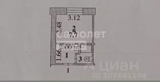 1-к кв. Липецкая область, Липецк Левобережная ул., 1 (13.5 м) - Фото 1