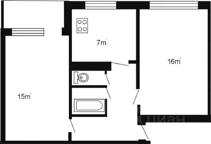 2-к кв. Тульская область, Тула ул. Кирова, 26к2 (45.8 м) - Фото 1