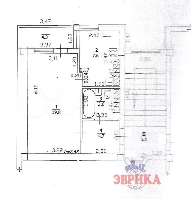 1-к. квартира, 35,7 м, 5/5 эт. - Фото 0