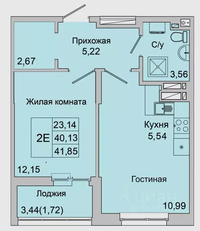 2-к кв. Ростовская область, Батайск ул. Булгакова, 11 (41.85 м) - Фото 0