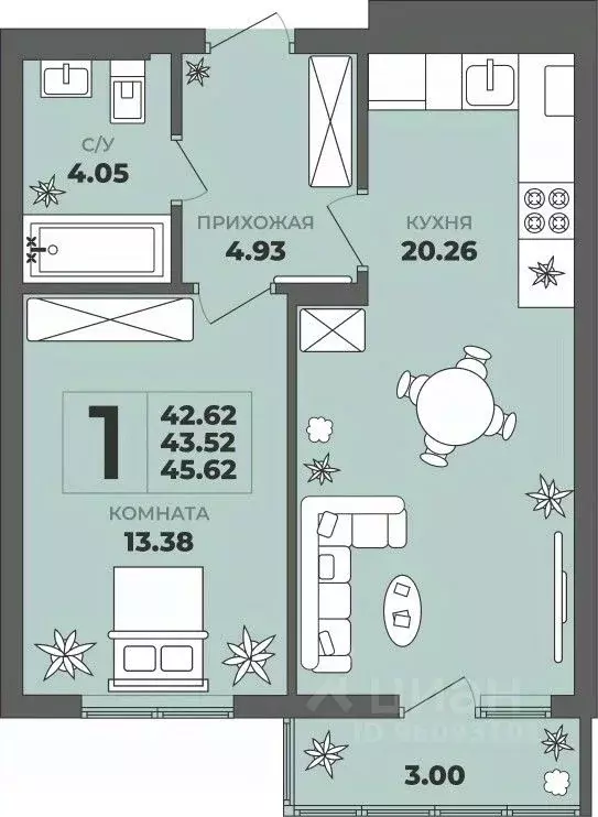 1-к кв. Калининградская область, Калининград ул. Генерала Толстикова, ... - Фото 1