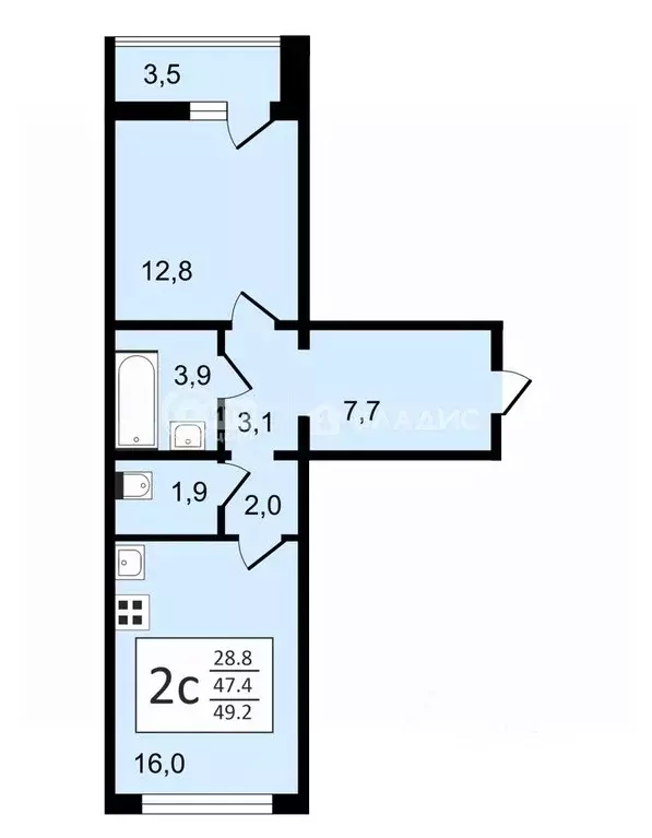 2-к кв. Воронежская область, Воронеж ул. Пескова, 8 (49.2 м) - Фото 0