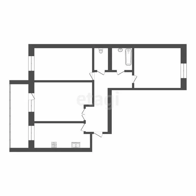 3-комнатная квартира: Томск, Ленинский район, микрорайон Каштак, ... - Фото 1