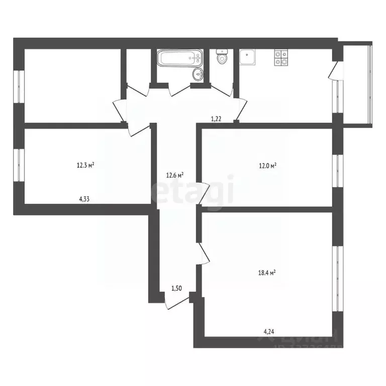 4-к кв. Амурская область, Благовещенск ул. Мухина, 31 (78.3 м) - Фото 1
