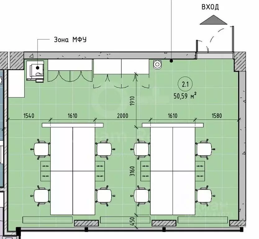 Офис (50.6 м) - Фото 2