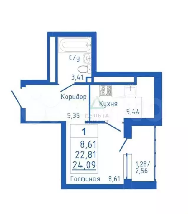 Квартира-студия, 24,1 м, 25/25 эт. - Фото 0