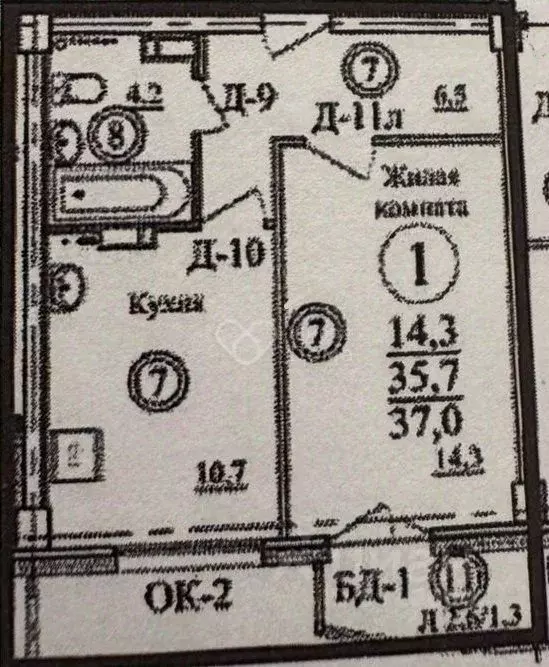 1-к кв. Волгоградская область, Волгоград ул. Фадеева, 59А (35.7 м) - Фото 2
