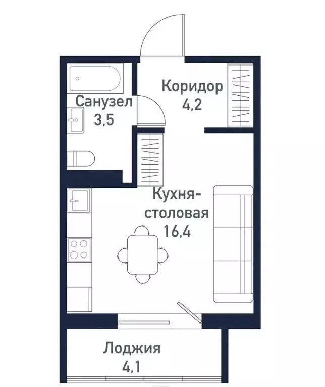 Квартира-студия: посёлок Западный, улица имени Капитана Ефимова, 7 ... - Фото 1