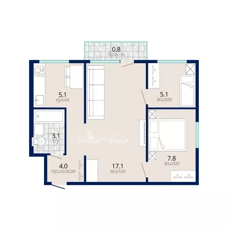 3-к кв. Новосибирская область, Новосибирск Владимировский спуск, 7 ... - Фото 2