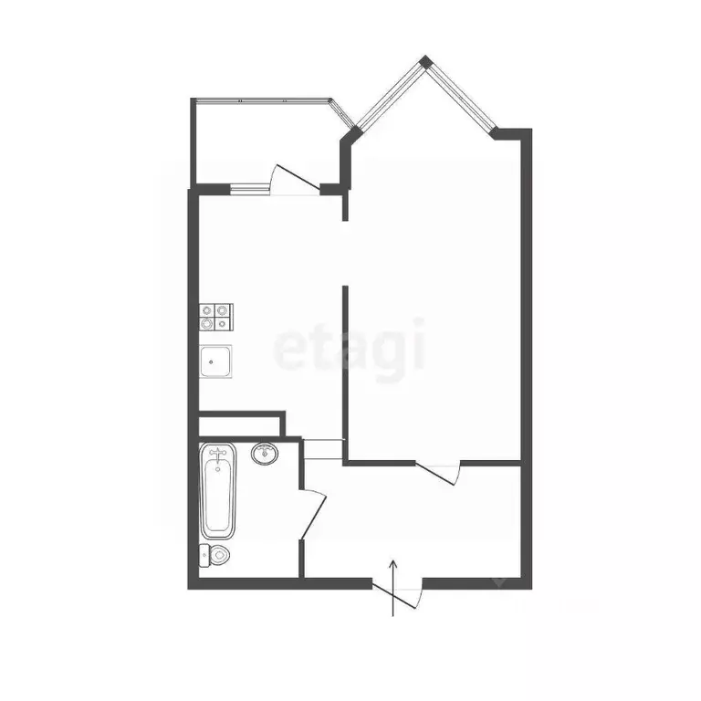 1-к кв. Свердловская область, Екатеринбург ул. Бажова, 68 (44.6 м) - Фото 2