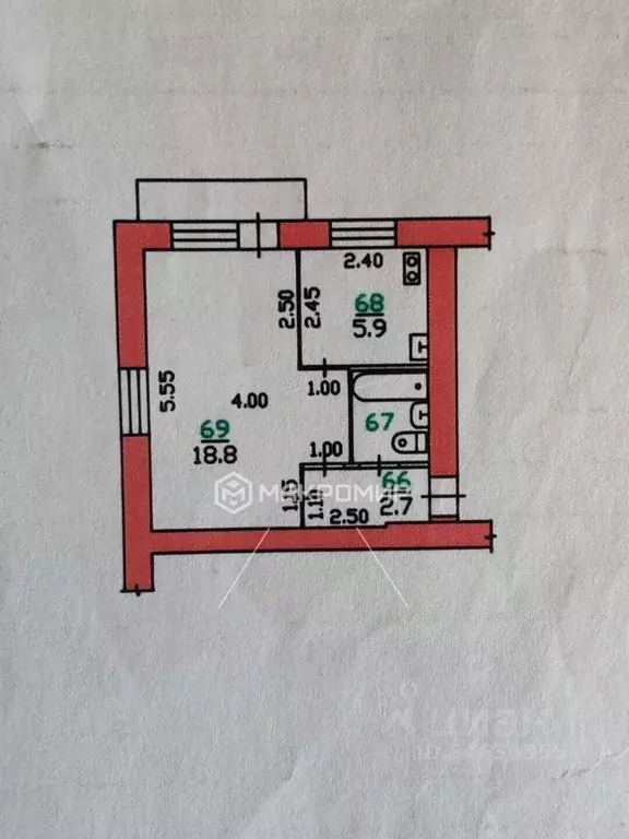 1-к кв. Орловская область, Орел ул. Лескова, 30 (30.3 м) - Фото 2