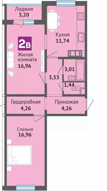 2-к кв. Чувашия, Чебоксары ул. Богдана Хмельницкого, 129 (65.36 м) - Фото 1
