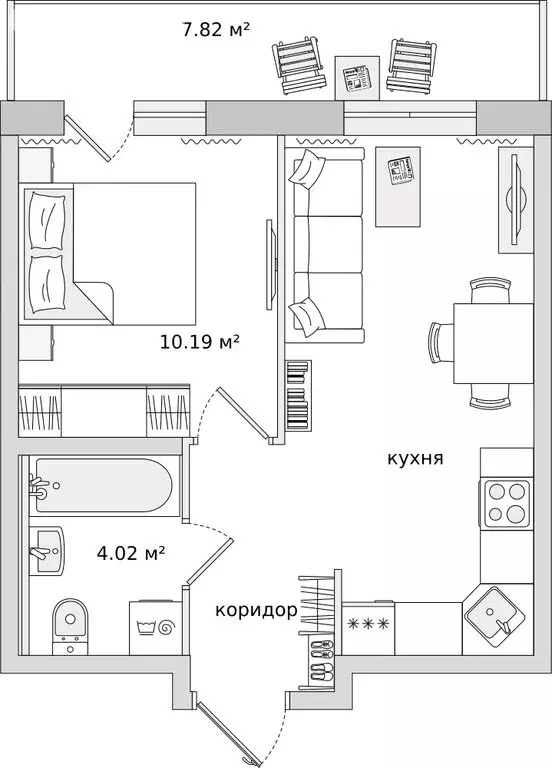 1-комнатная квартира: Бугры, жилой комплекс Новые Горизонты (33.7 м) - Фото 0