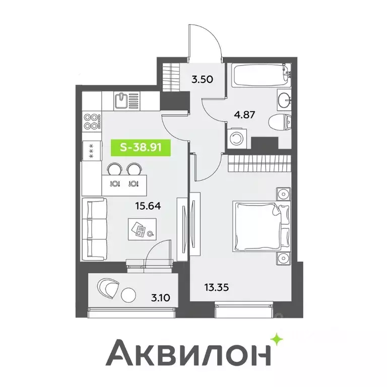 2-к кв. Санкт-Петербург ул. Среднерогатская, 11к2 (38.91 м) - Фото 0