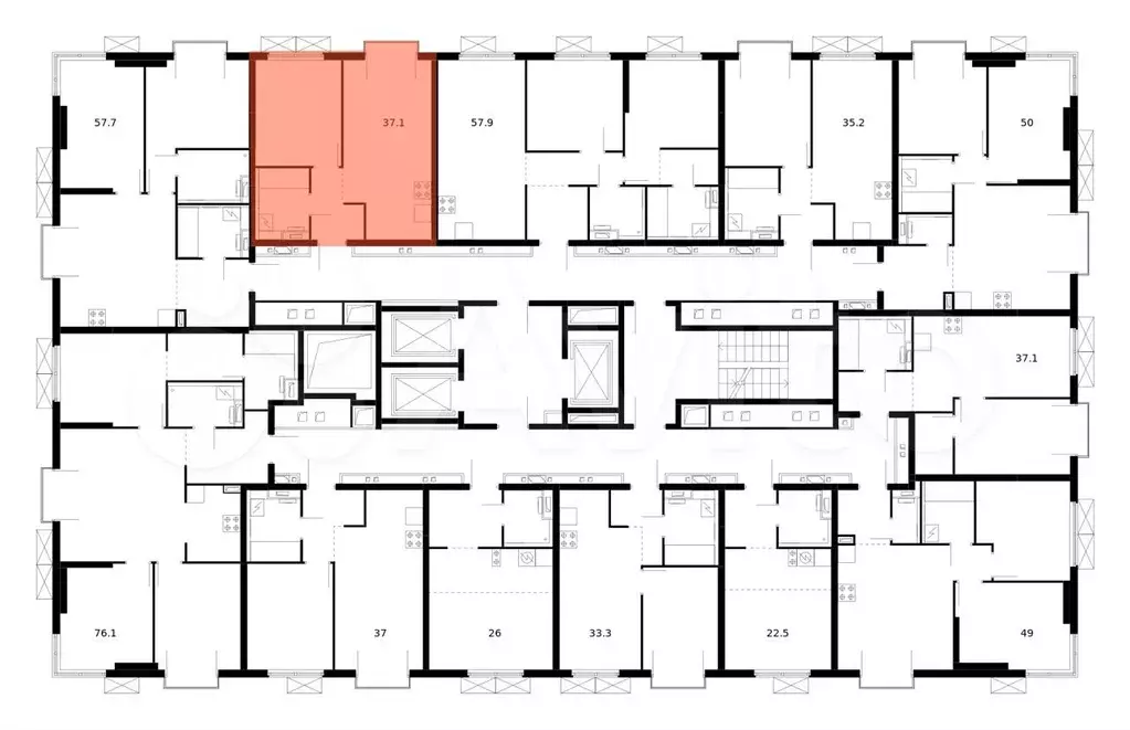 1-к. квартира, 37,1 м, 13/24 эт. - Фото 1