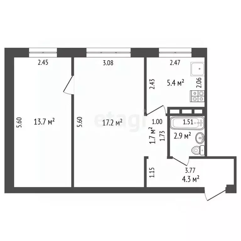 2-к кв. Крым, Ленино пгт ул. Пушкина, 66 (45.2 м) - Фото 2