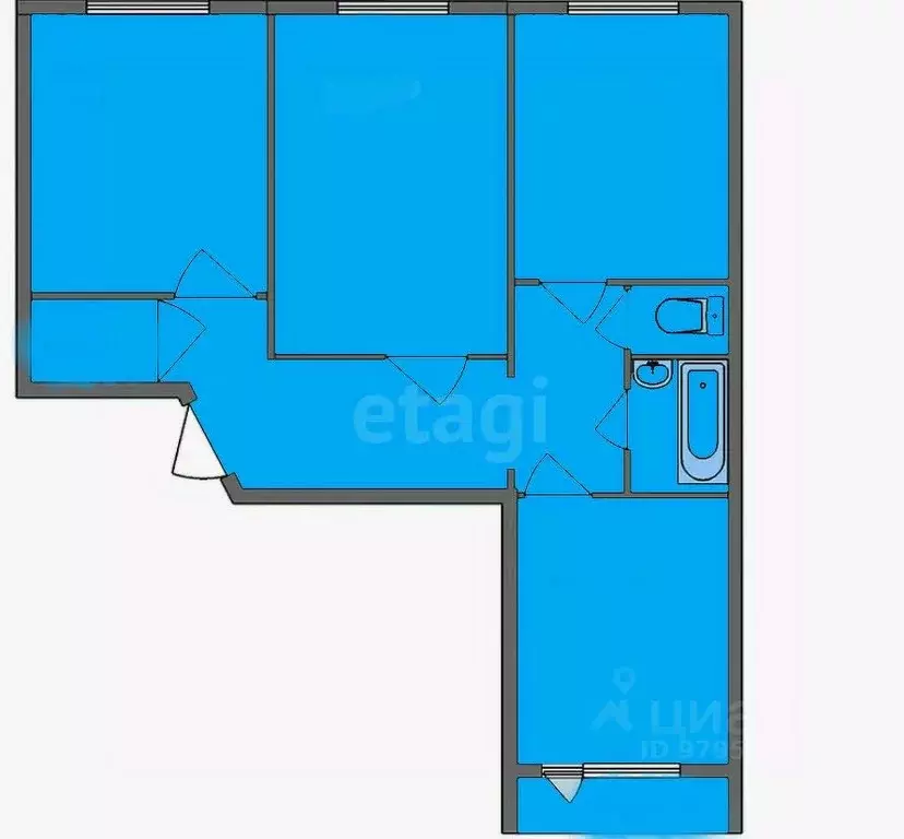 3-к кв. Татарстан, Казань ул. Академика Лаврентьева, 12 (62.3 м) - Фото 1