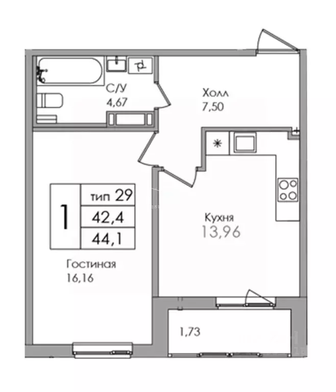 1-к кв. Ленинградская область, Колтуши Всеволожский район, ул. Мира, 9 ... - Фото 2