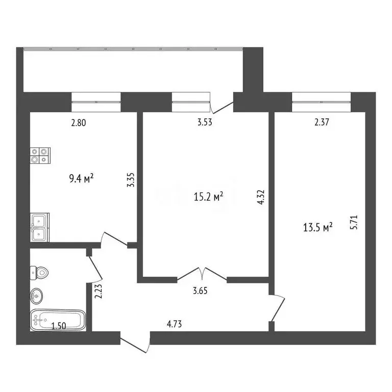 2-комнатная квартира: Тюмень, улица Самарцева, 30 (48.7 м) - Фото 0