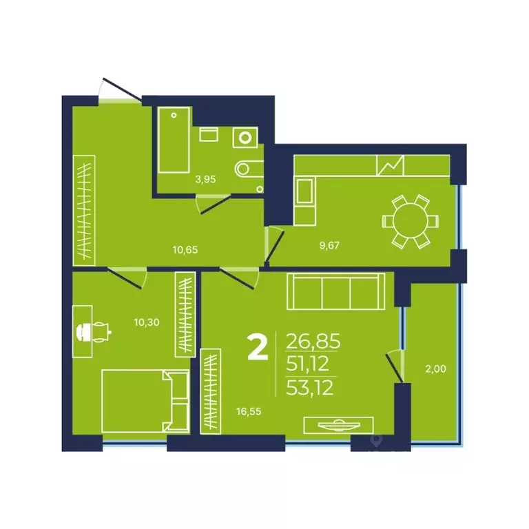 2-к кв. Башкортостан, Уфа ул. Майора Доставалова, 1 (53.12 м) - Фото 1