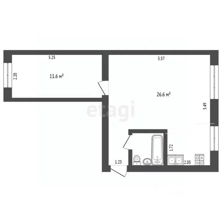 2-к кв. Тюменская область, Тюмень ул. Республики, 169 (42.7 м) - Фото 1